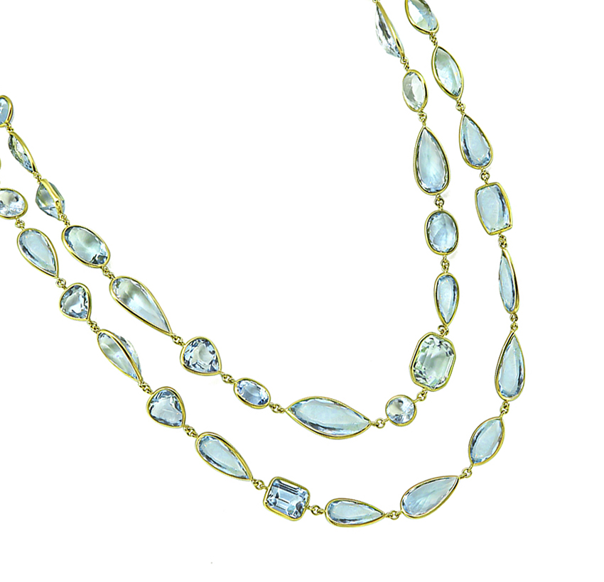 Estate 180.00ct Aquamarine Gold Necklace