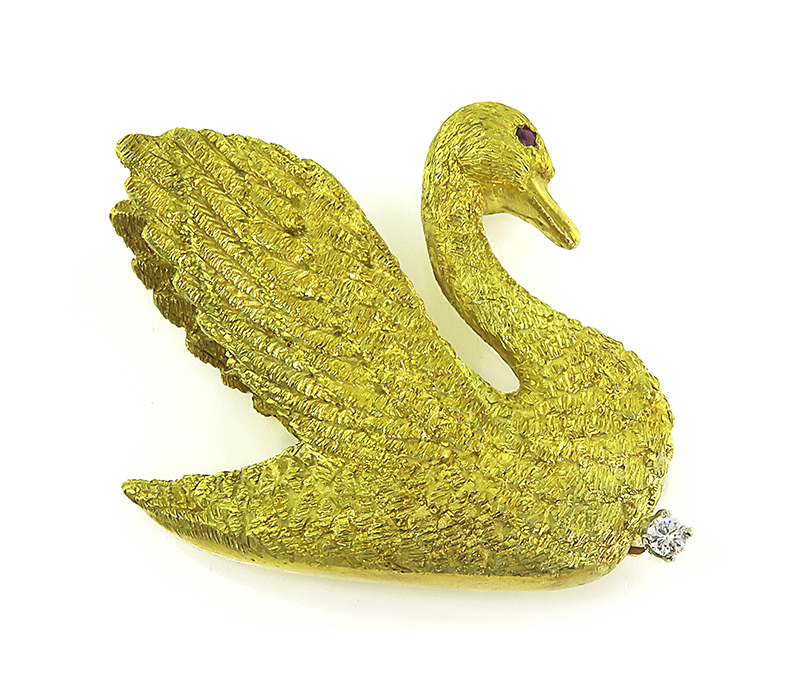 Estate Gold Swan Pin