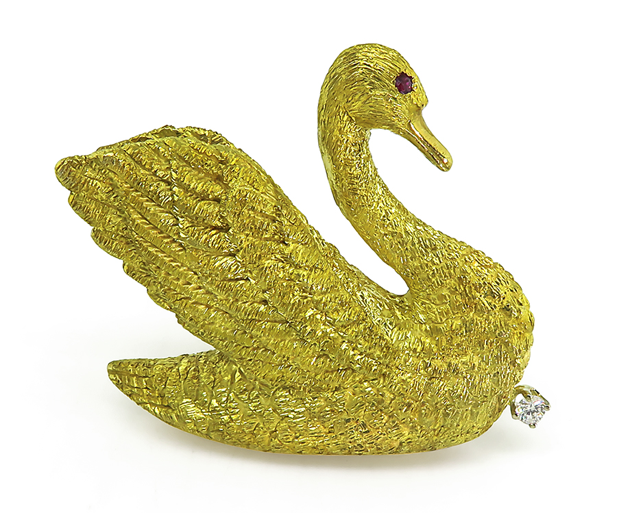 Estate Gold Swan Pin