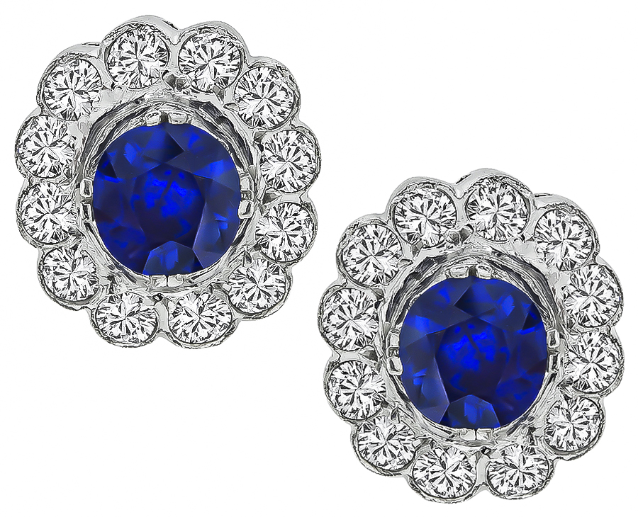 Estate 2.00ct Sapphire 0.90ct Diamond Earrings