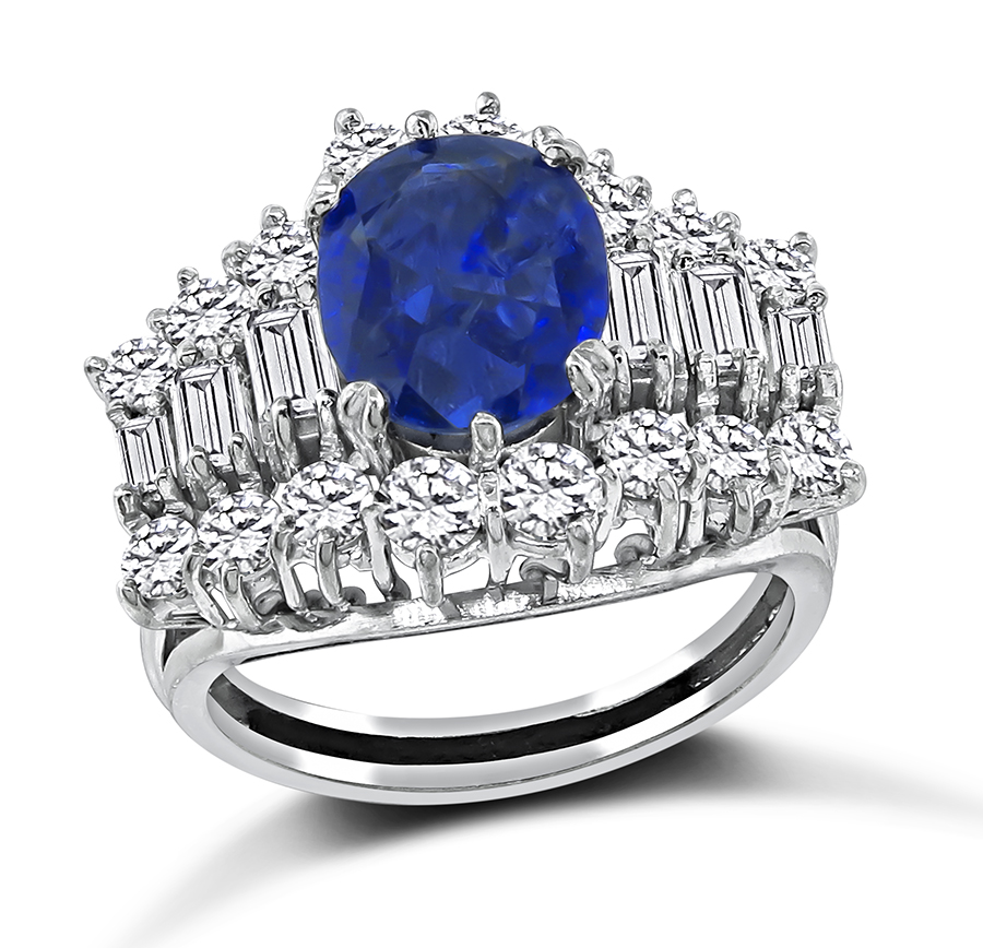 Estate 2.00ct Sapphire 1.00ct Diamond Ring