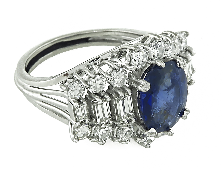 Estate 2.00ct Sapphire 1.00ct Diamond Ring