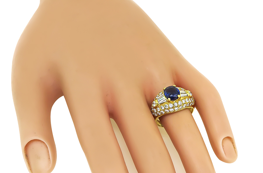 Estate 1.48ct Ceylon Sapphire 2.00ct Diamond Gold Ring