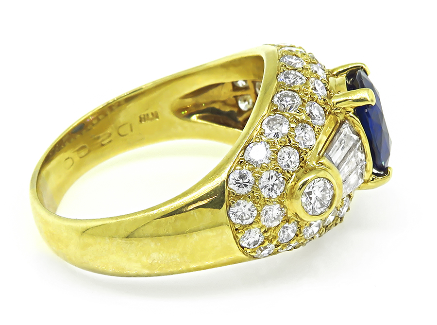 Estate 1.48ct Ceylon Sapphire 2.00ct Diamond Gold Ring