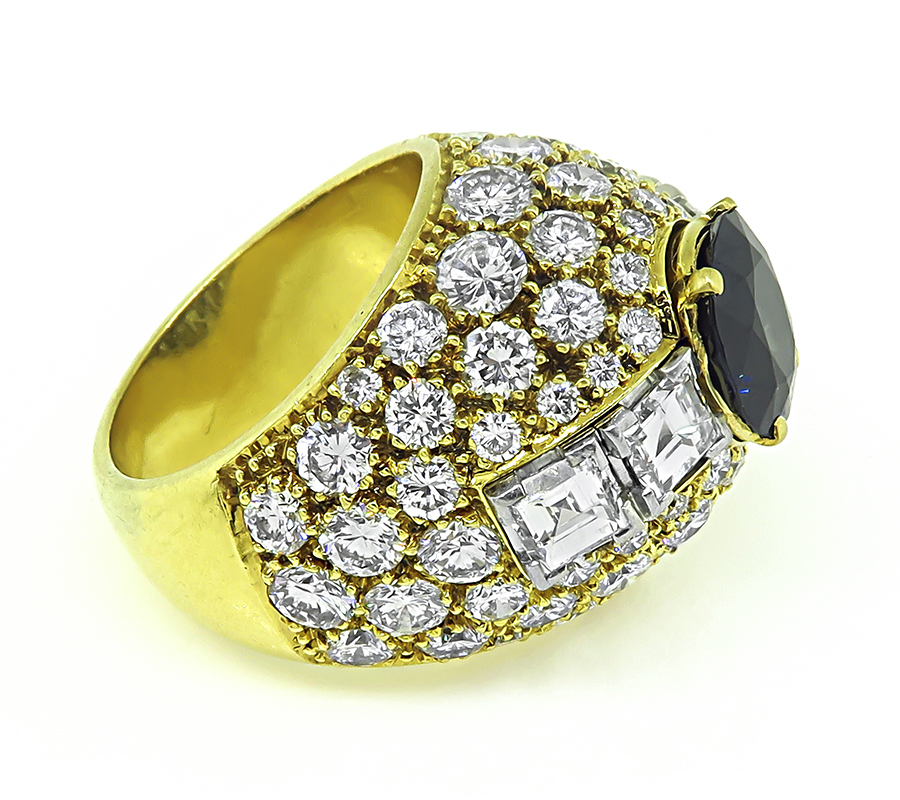 Estate 2.71ct Sapphire 5.75ct Diamond Gold Ring