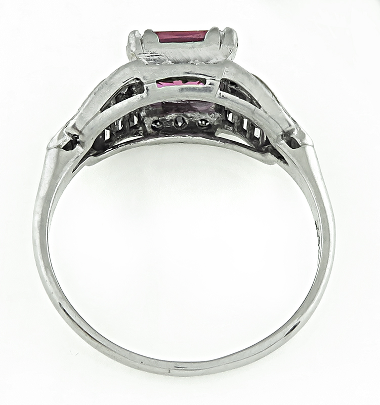 Art Deco 2.02ct Pink Sapphire 0.60ct Diamond Ring