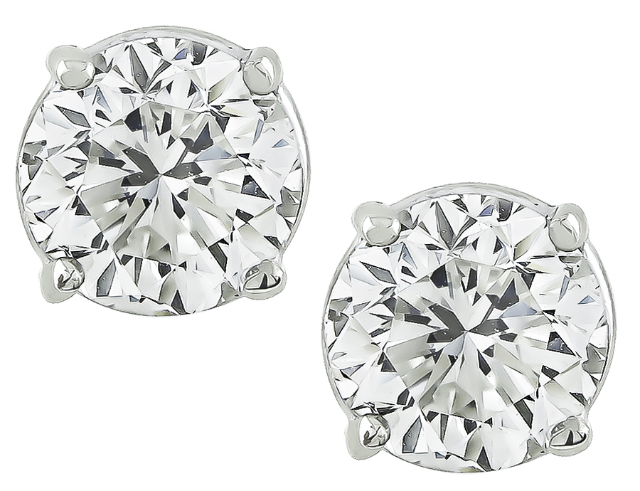 Estate GIA Certified 1.03ct and 1.01ct Diamond Stud Earrings