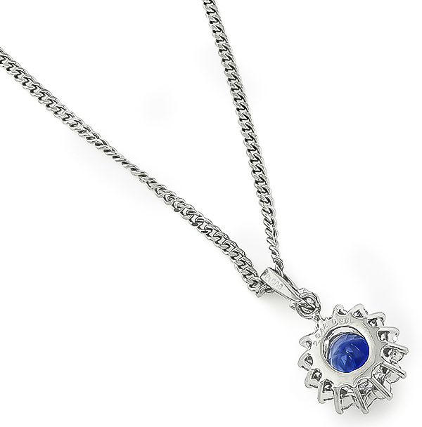 Estate 2.04ct Sapphire 0.36ct Diamond Pendant Necklace