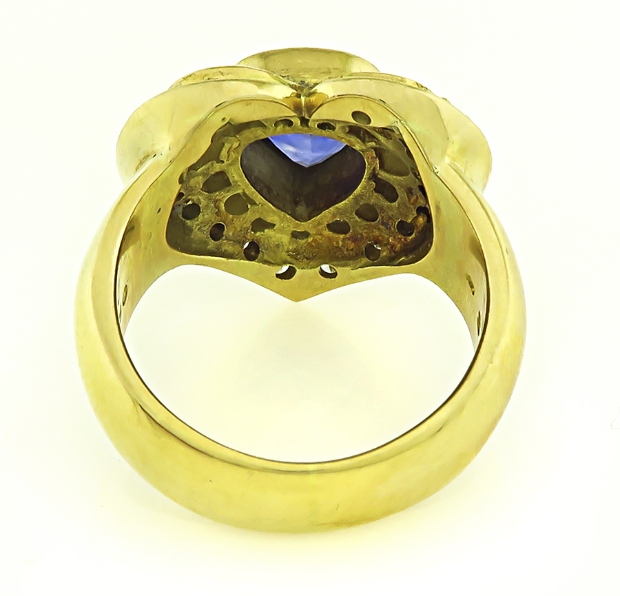 Estate 2.06ct Ceylon Sapphire 1.30ct Diamond Gold Heart Ring