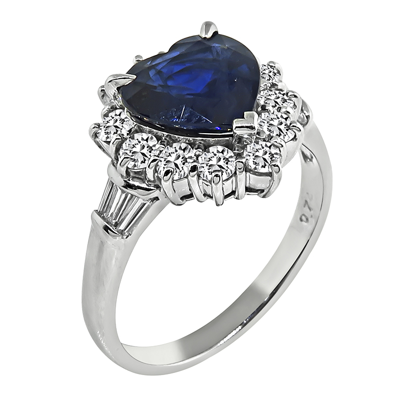 Estate 2.09ct Sapphire 0.74ct Diamond Engagement Ring