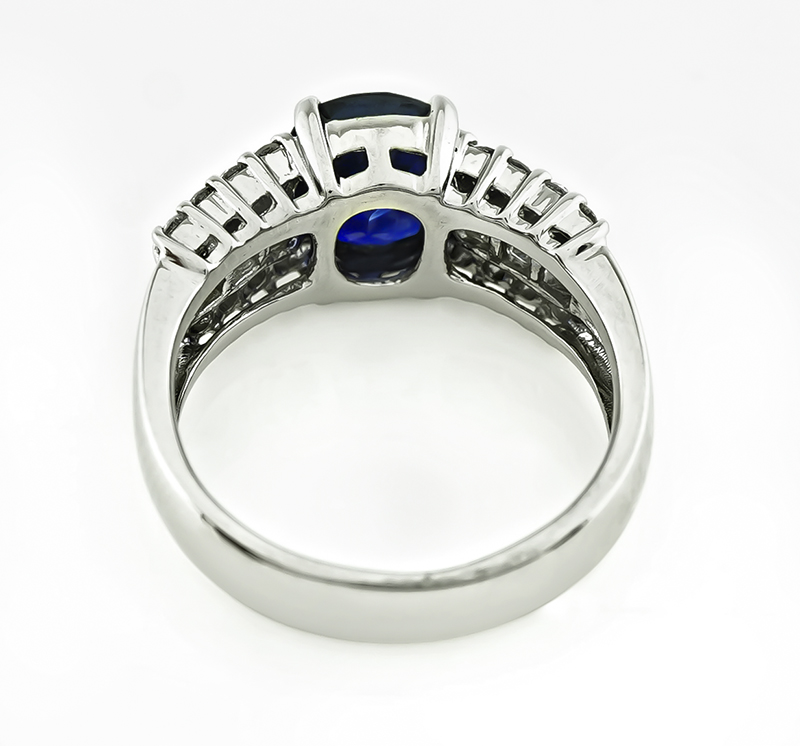 Estate 2.11ct sapphire 0.57ct Diamond Engagement Ring