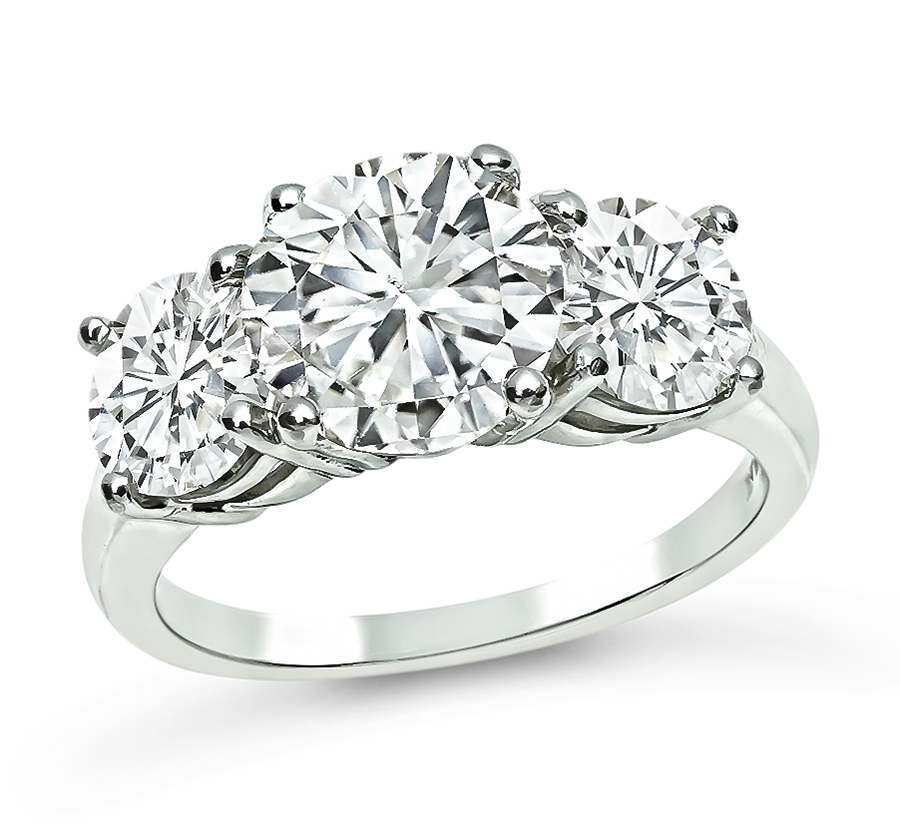 Estate 2.12ct Center Diamond 2.01ct Side Diamond Engagement Ring