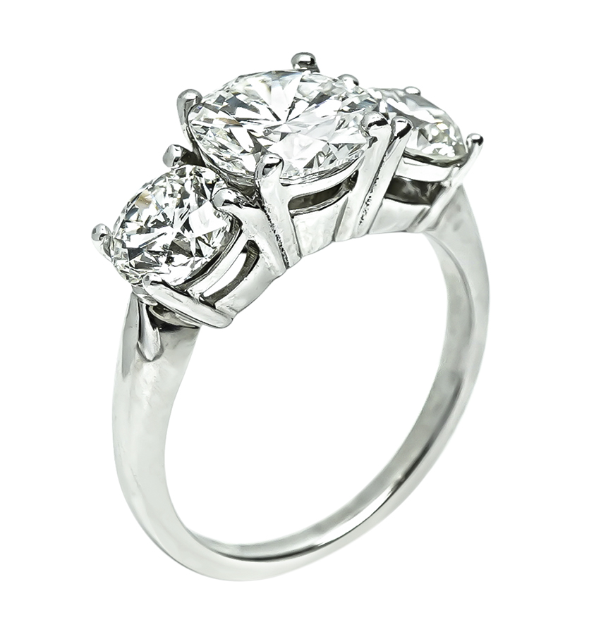 Estate 2.12ct Center Diamond 2.01ct Side Diamond Engagement Ring