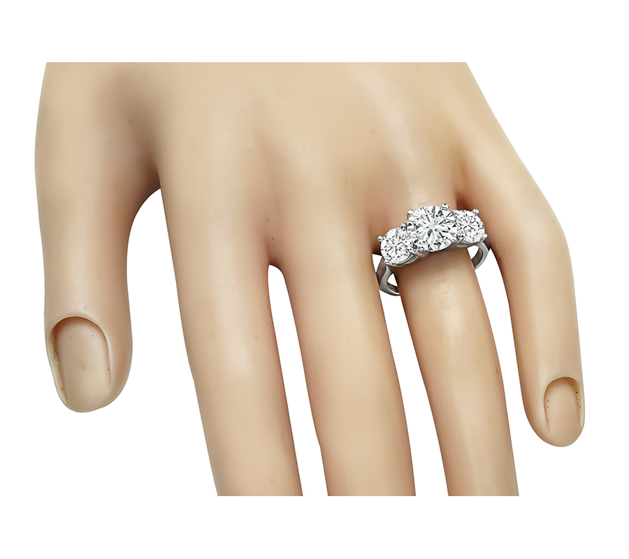 Estate 2.12ct Center Diamond 2.01ct Side Diamond Engagement Ring