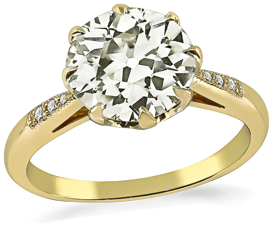Estate 2.14ct Diamond Gold Engagement Ring