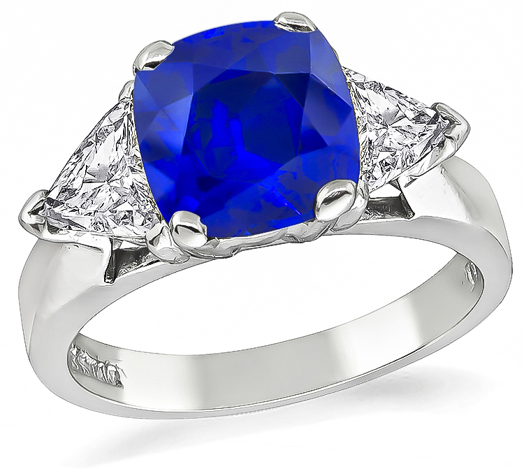 Estate 2.14ct Ceylon Sapphire 0.90ct Diamond Engagement Ring