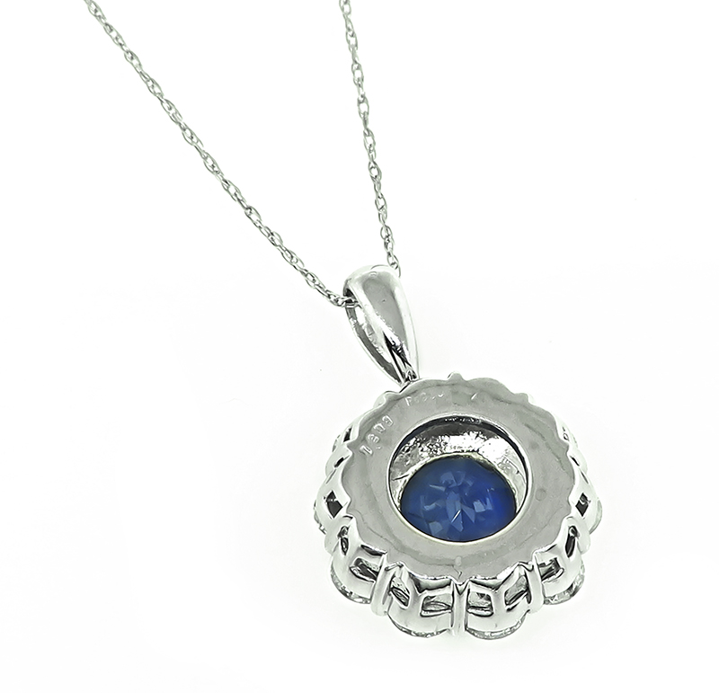 Estate 2.14ct Sapphire 1.20ct Diamond Pendant Necklace