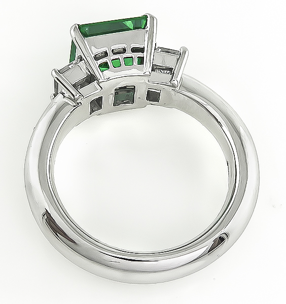 Estate 2.18ct Colombian Emerald 0.63ct Diamond Engagement Ring