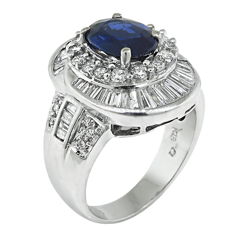 Estate 2.20ct Sapphire 1.68ct Diamond Ring