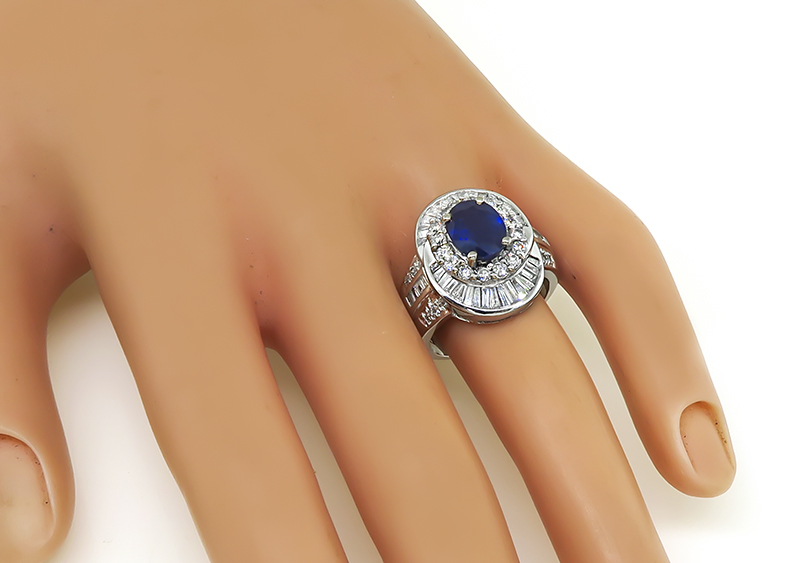 Estate 2.20ct Sapphire 1.68ct Diamond Ring