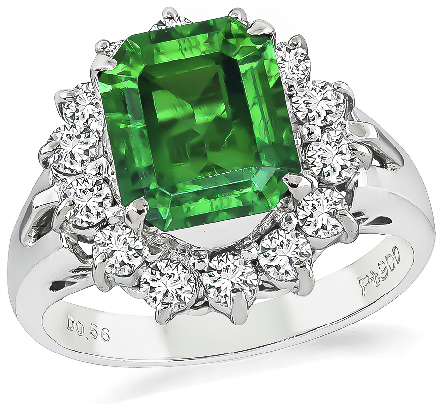 Estate 2.21ct Emerald 0.56ct Diamond Ring