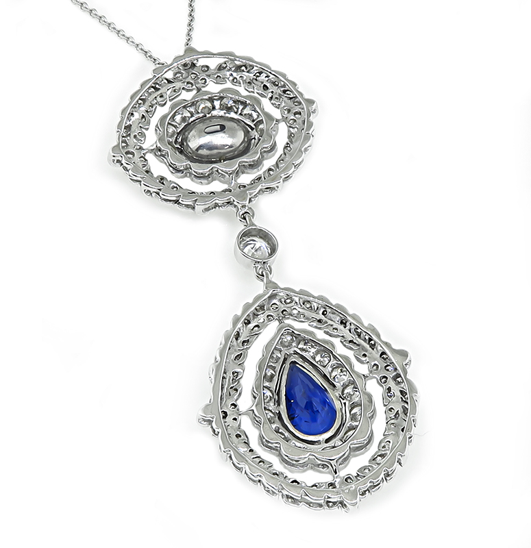 Estate 5.39ct Sapphire 2.25ct Diamond Pendant Necklace
