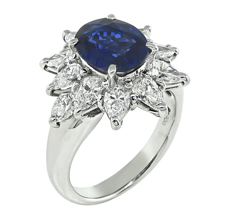 Estate 2.29ct Sapphire 1.82ct Diamond Engagement Ring
