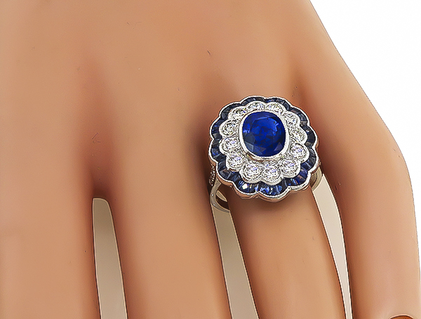 Estate 2.30ct Ceylon Sapphire 1.13ct Diamond Ring