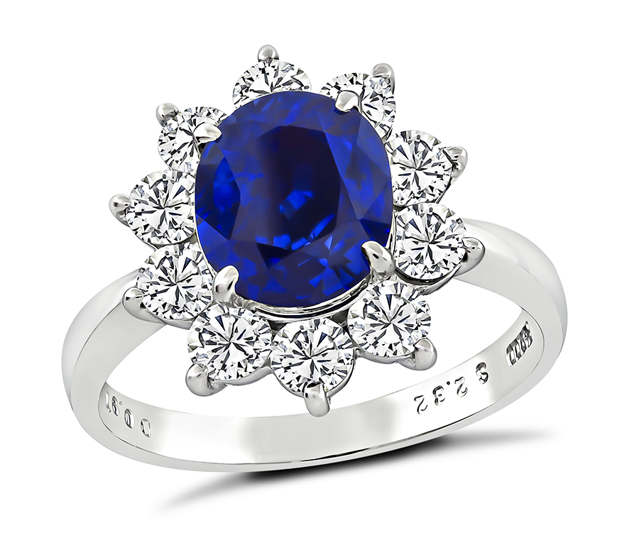 2.32ct Ceylon Sapphire 0.97ct Diamond Engagement Ring