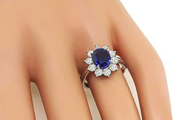 2.32ct Ceylon Sapphire 0.97ct Diamond Engagement Ring