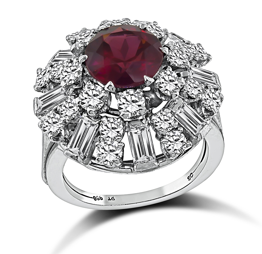 Estate 2.35ct Rubellite 2.25ct Diamond Ring