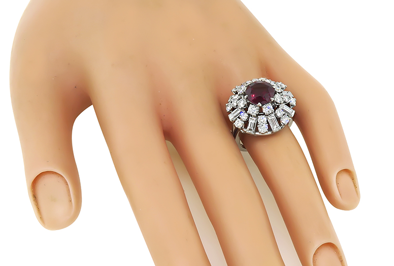 Estate 2.35ct Rubellite 2.25ct Diamond Ring