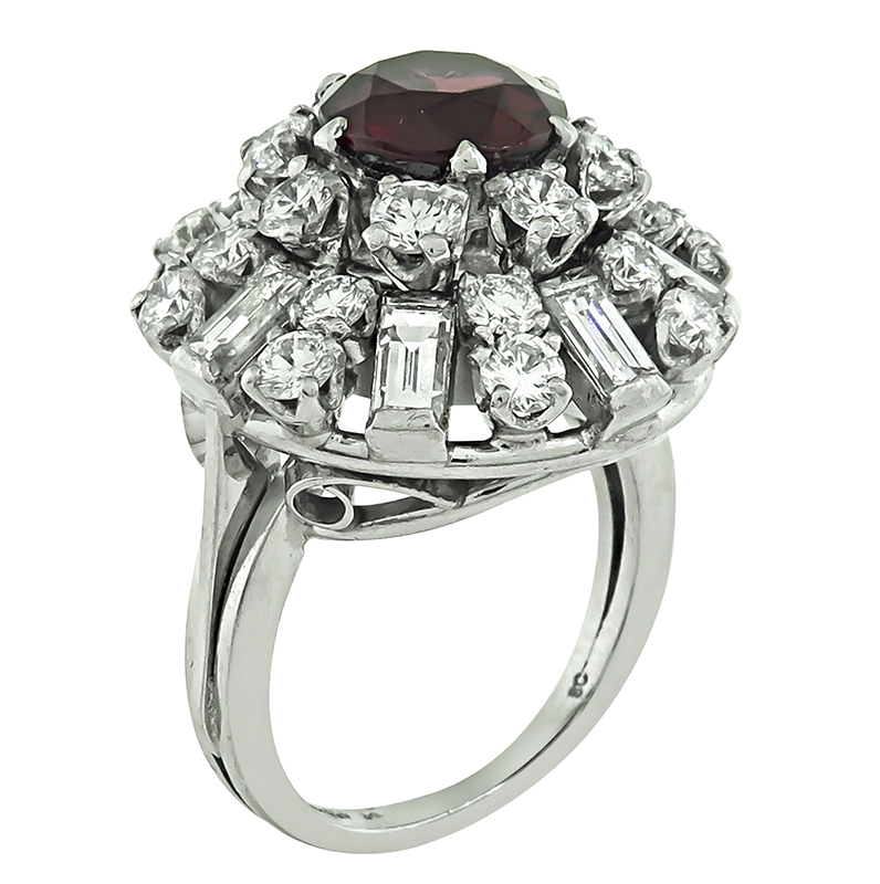 Estate 2.35ct Rubellite 2.25ct Diamond Ring