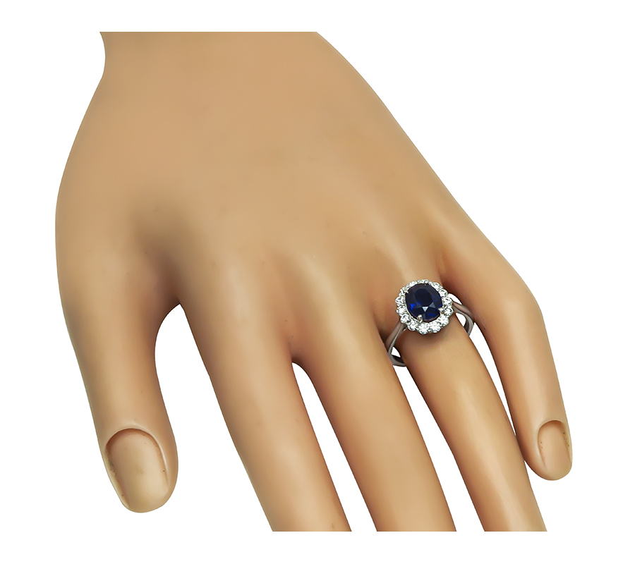 Estate 2.35ct Sapphire 0.70ct Diamond Halo Engagement Ring