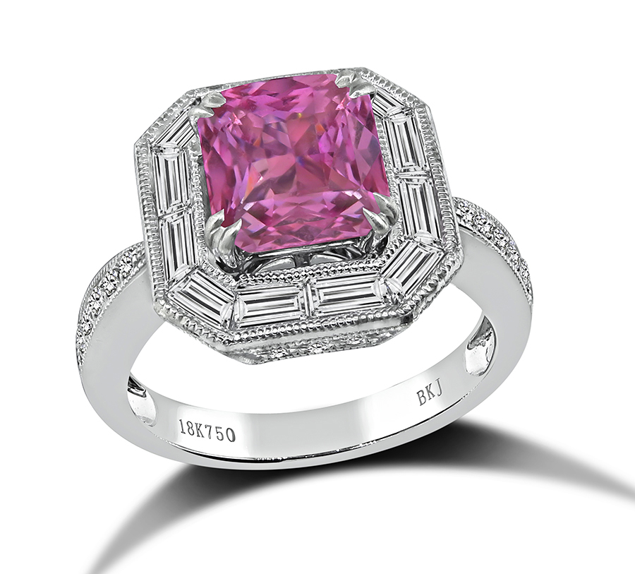 Estate 2.42ct Pink Sapphire 1.50ct Diamond Ring