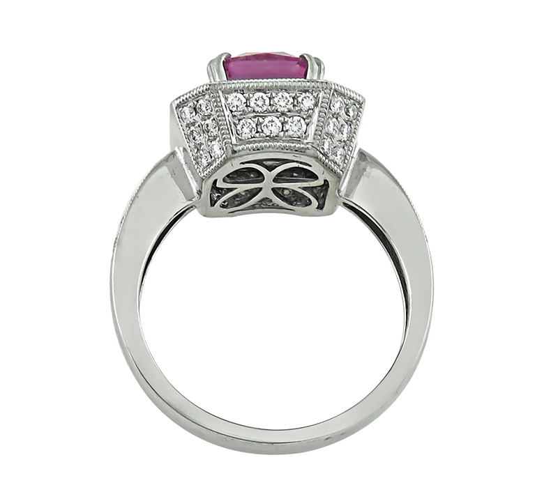 Estate 2.42ct Pink Sapphire 1.50ct Diamond Ring