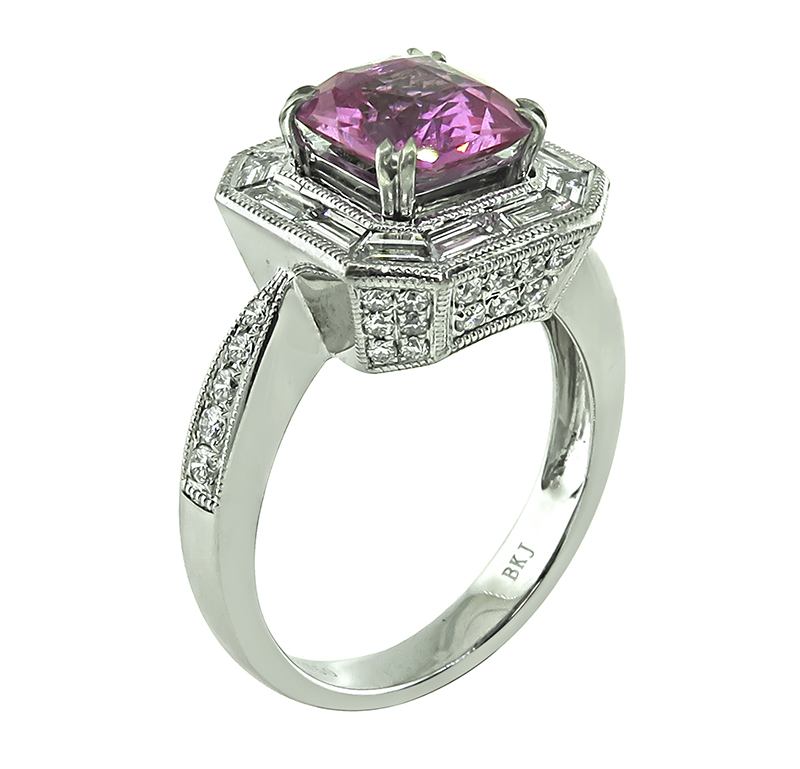 Estate 2.42ct Pink Sapphire 1.50ct Diamond Ring