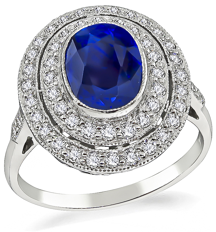 Estate 2.44ct Sapphire 0.60ct Diamond Ring