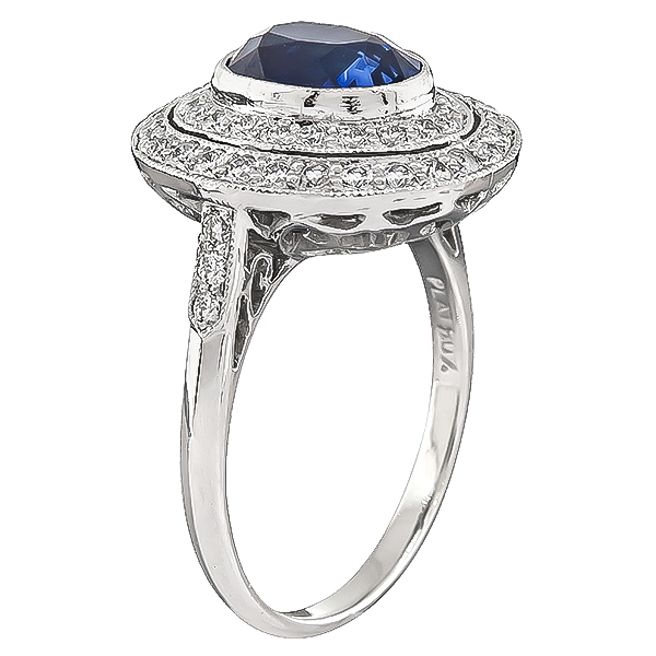 Estate 2.44ct Sapphire 0.60ct Diamond Ring