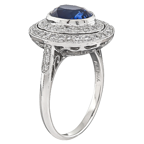Estate 2.44ct Sapphire 0.60ct Diamond Ring