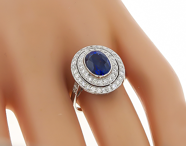 Estate 2.44ct Sapphire 0.60ct Diamond Ring