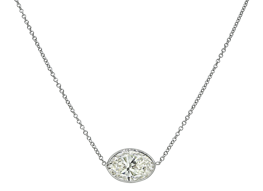 Estate 2.46ct Diamond Solitaire Pendant Necklace