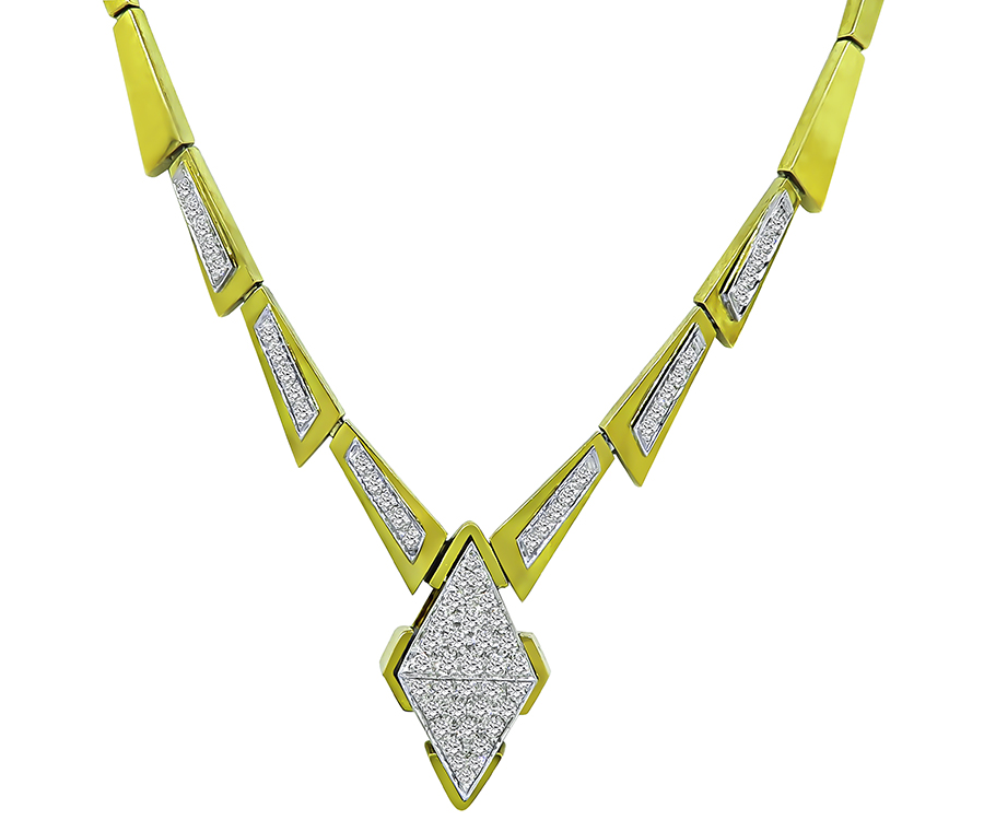 Estate 2.50ct Diamond Gold Necklace