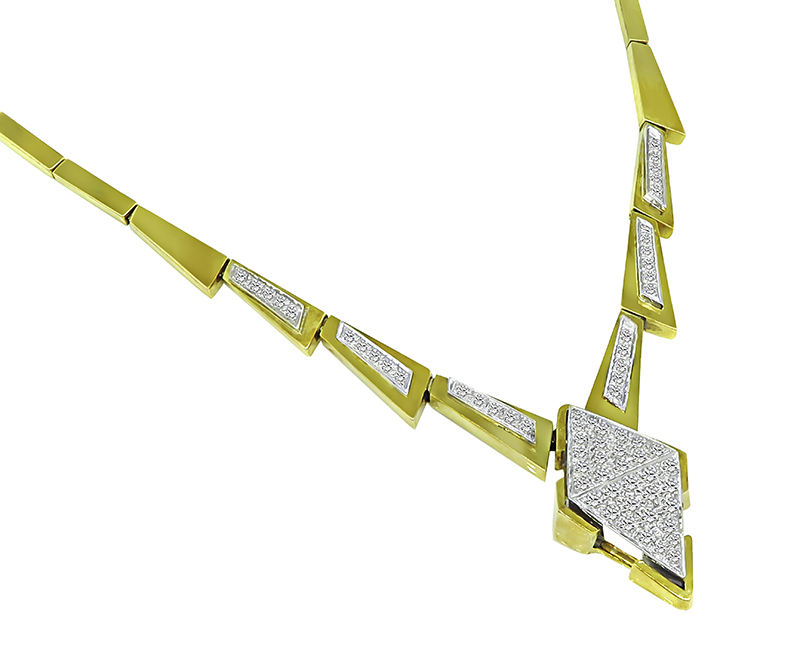 Estate 2.50ct Diamond Gold Necklace