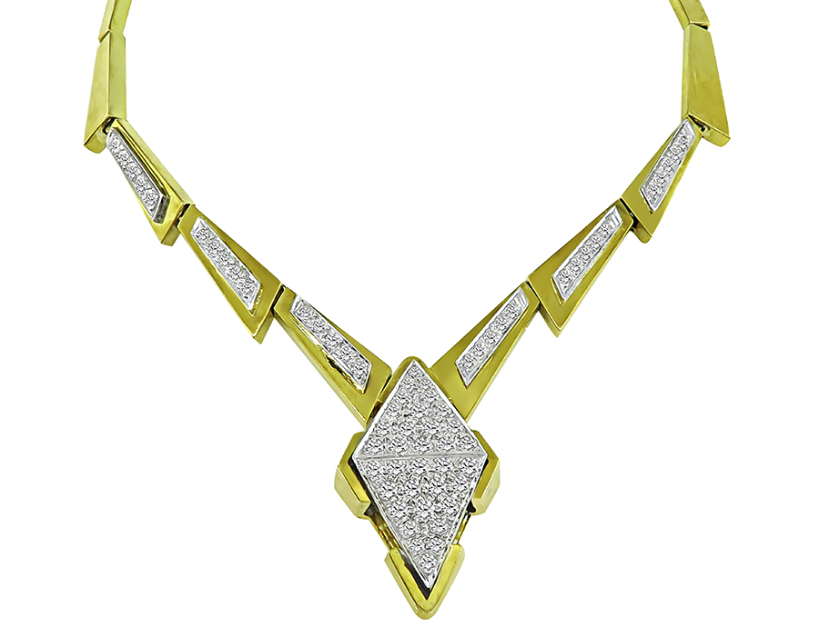 Estate 2.50ct Diamond Gold Necklace