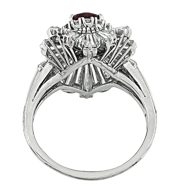 Estate 2.50ct Garnet 2.00ct Diamond Ballerina Ring