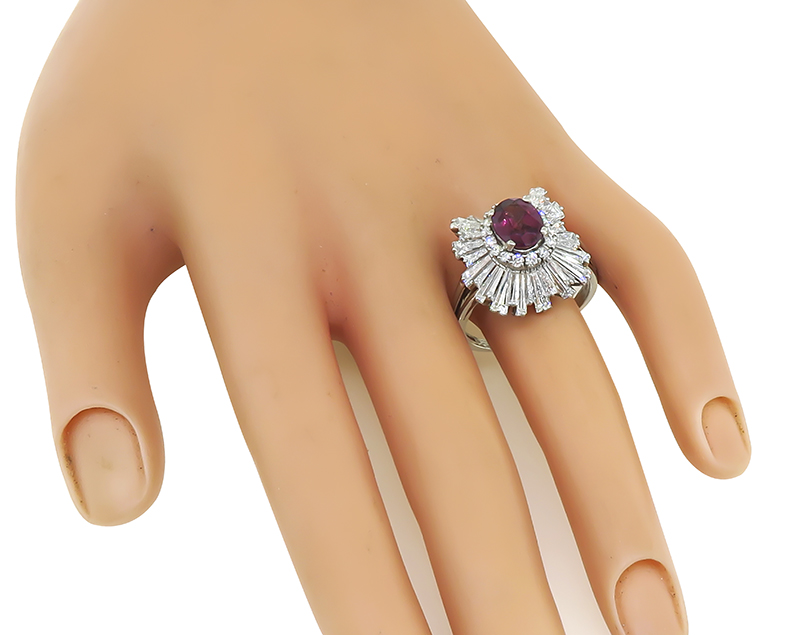 Estate 2.50ct Garnet 2.00ct Diamond Ballerina Ring