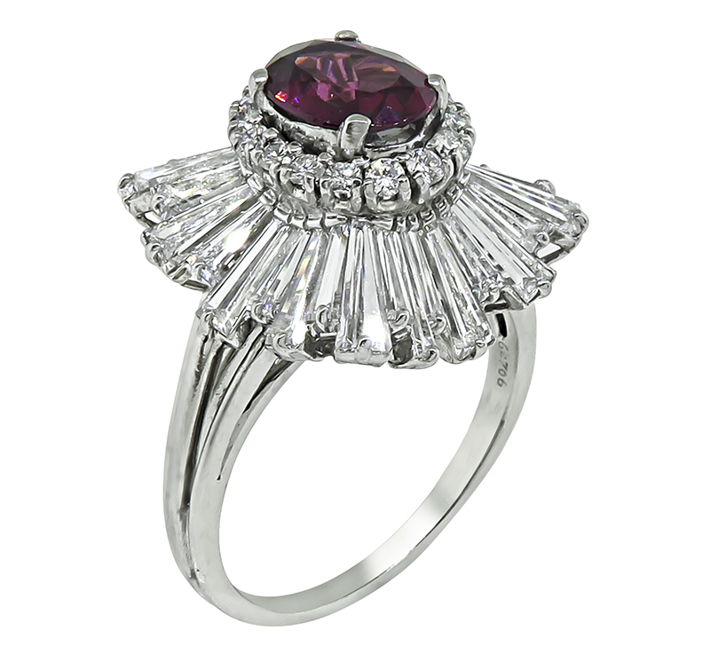 Estate 2.50ct Garnet 2.00ct Diamond Ballerina Ring