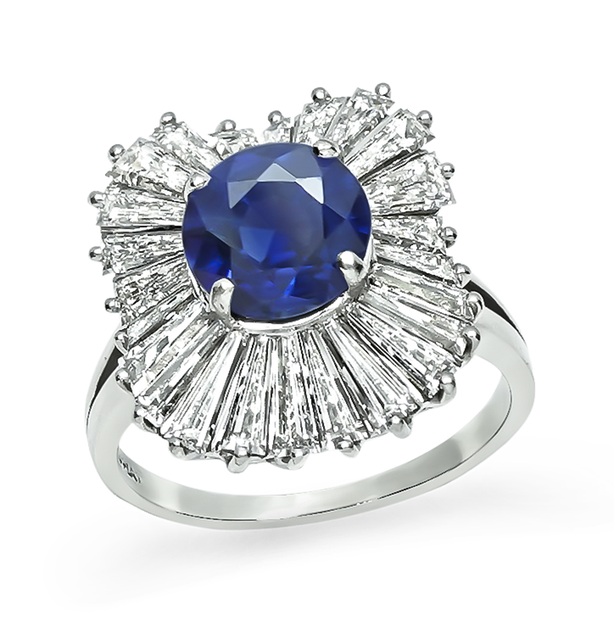 Estate 2.50ct Sapphire 1.75ct Diamond Ballerina Ring