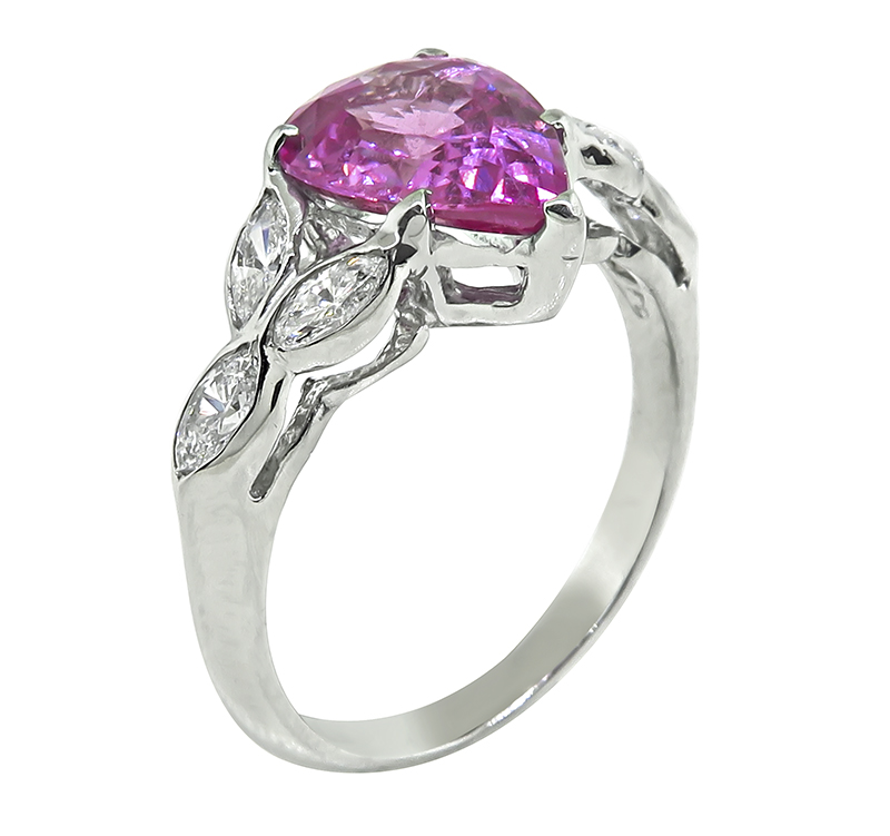 Estate 2.55ct Pink Sapphire 0.50ct Diamond Ring